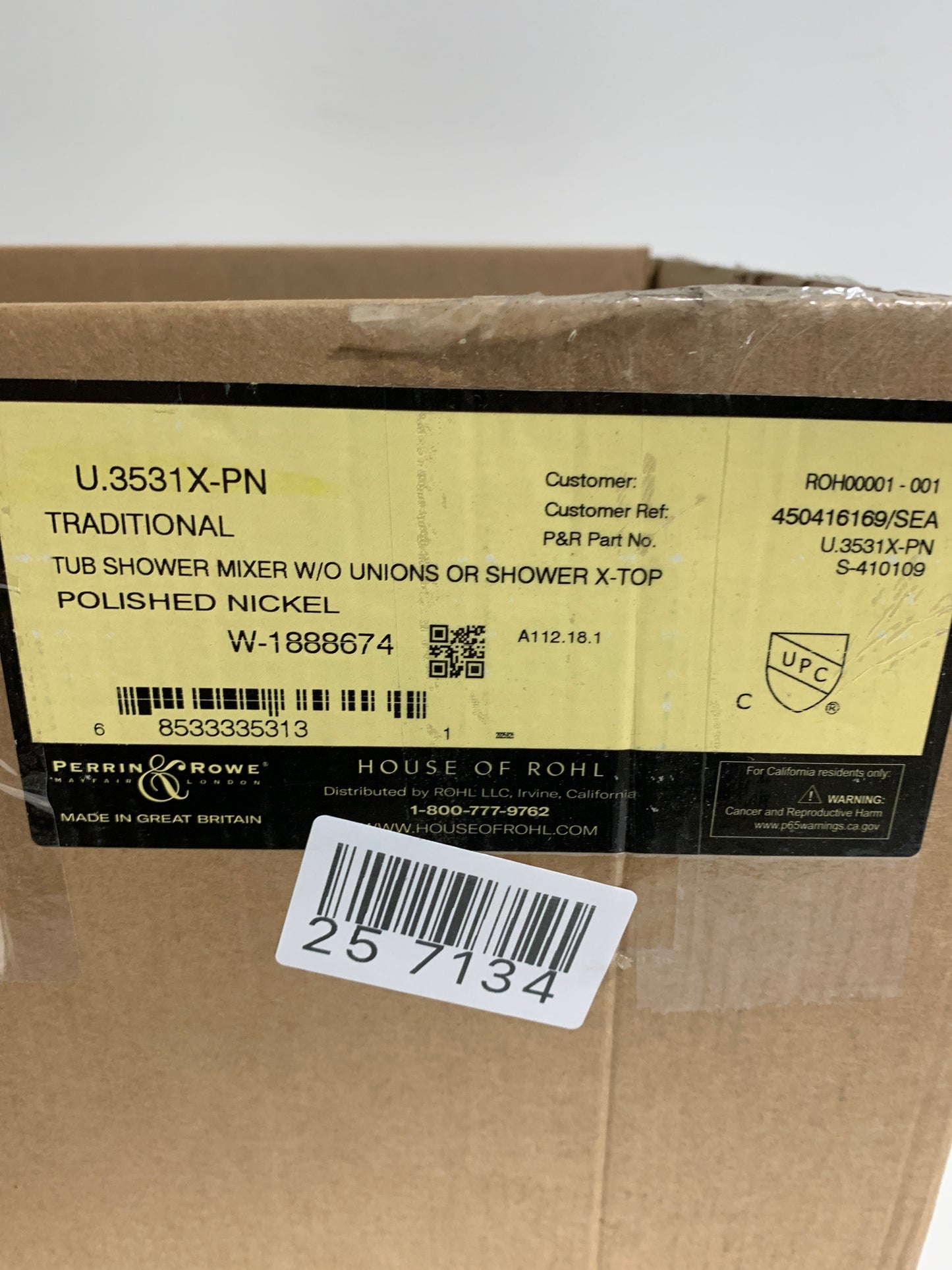 Perrin and Rowe U.3531X Edwardian Deck / Floor / Wall Mounted Clawfoot Tub Filler with Built-in Diverter Polished Nickel