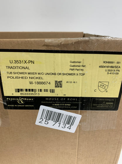 Perrin and Rowe U.3531X Edwardian Deck / Floor / Wall Mounted Clawfoot Tub Filler with Built-in Diverter Polished Nickel