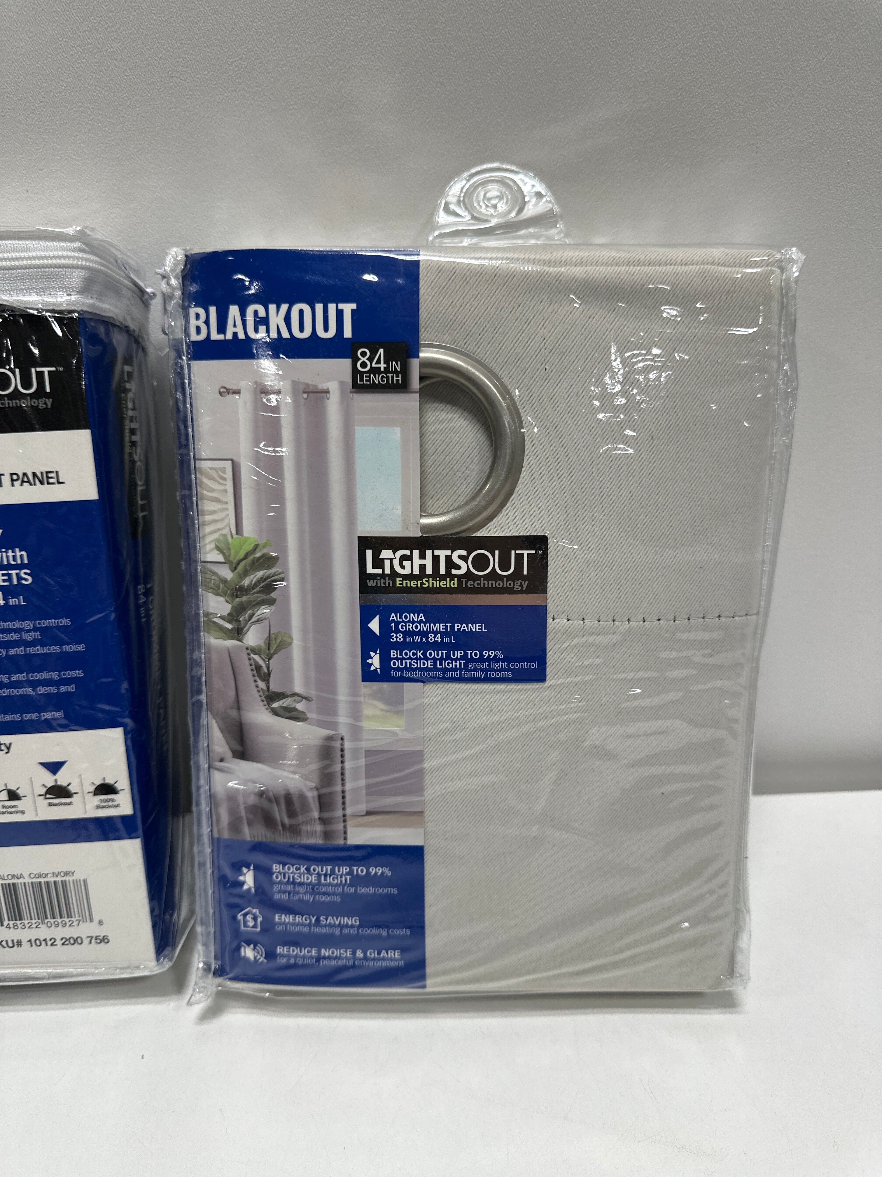 Pair Alona Ivory 38 in. W X 84 in. L Grommet Blackout Curtain