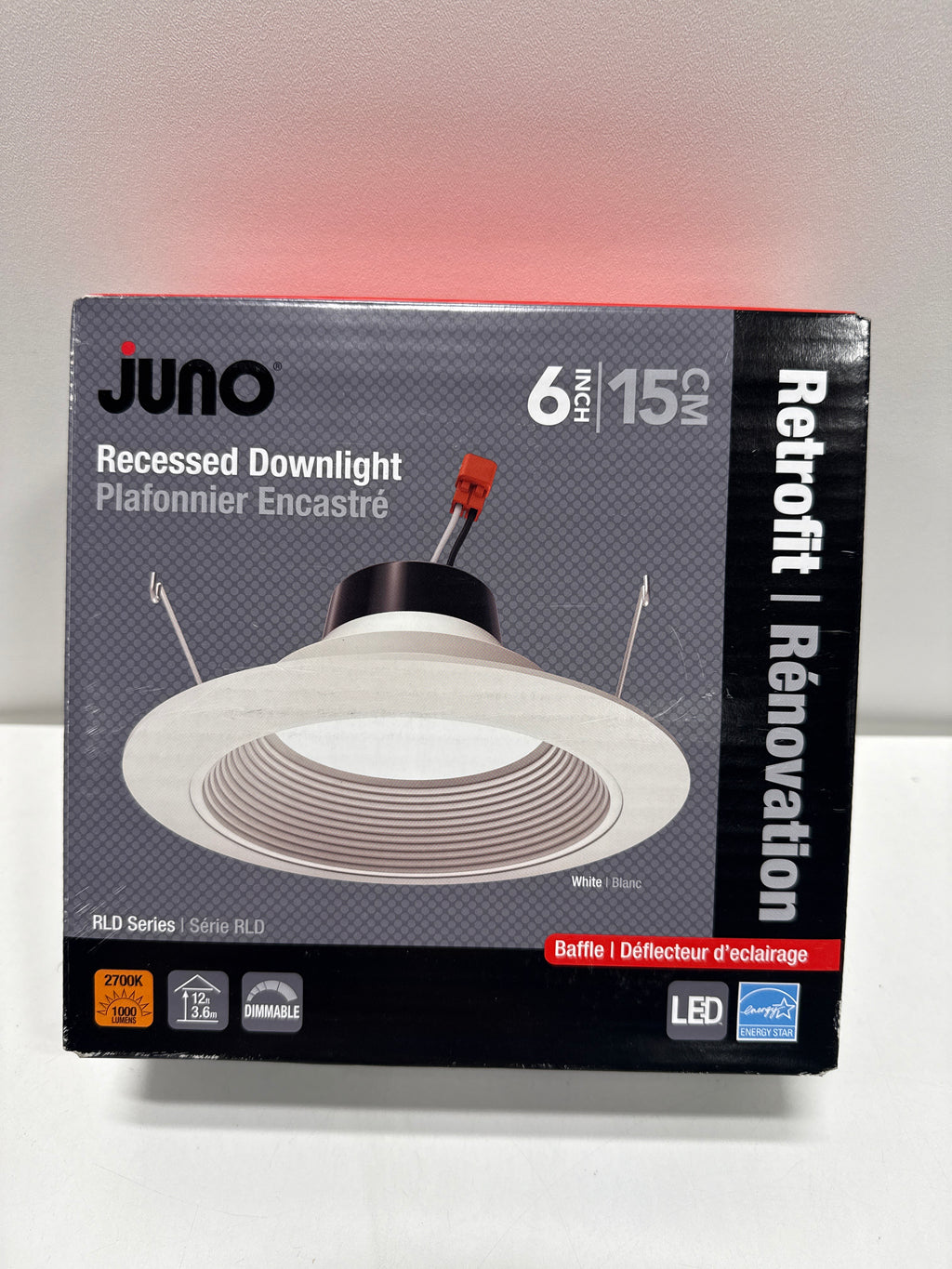 Juno 6 in. 2700K Soft White LED 1000 Lumen Retrofit Downlight Baffle Trim Module, White