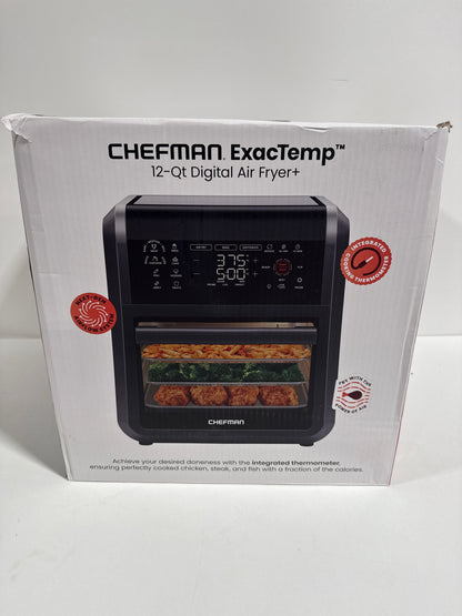 See Desc Chefman - ExacTemp 12 Quart 5-in-1 Air Fryer with Integrated Smart Thermometer, 28 Presets - Black