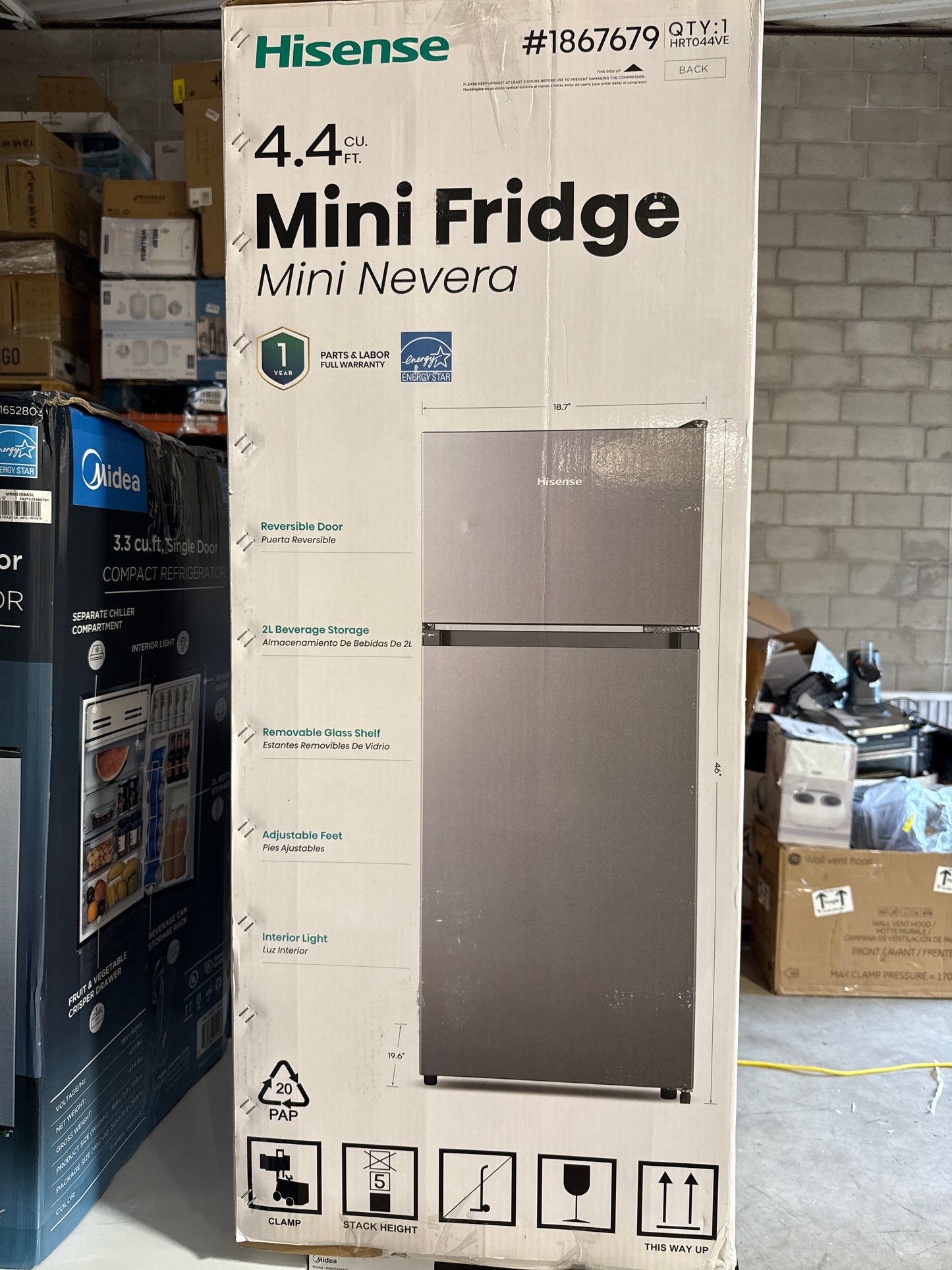 Used Hisense 4.4 cu. ft. Energy Star Compact Refrigerator with Freezer