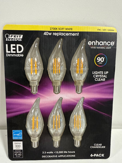 Feit Electric Led Chandelier Bulbs 40W 6 Pack Soft White
