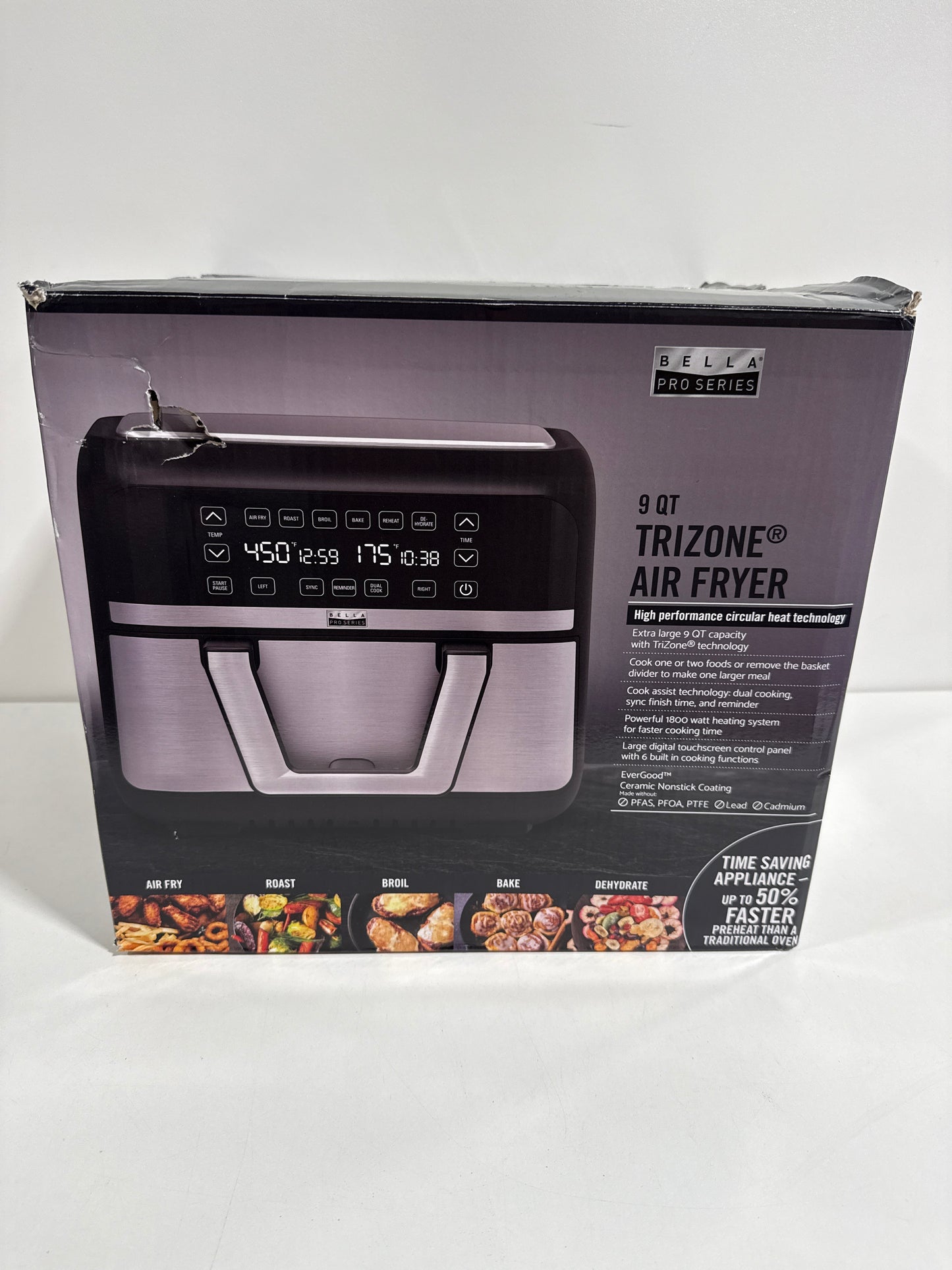 Bella PRO - 9-qt. TriZone Touchscreen Air Fryer with Dual Flex Basket - Stainless Steel