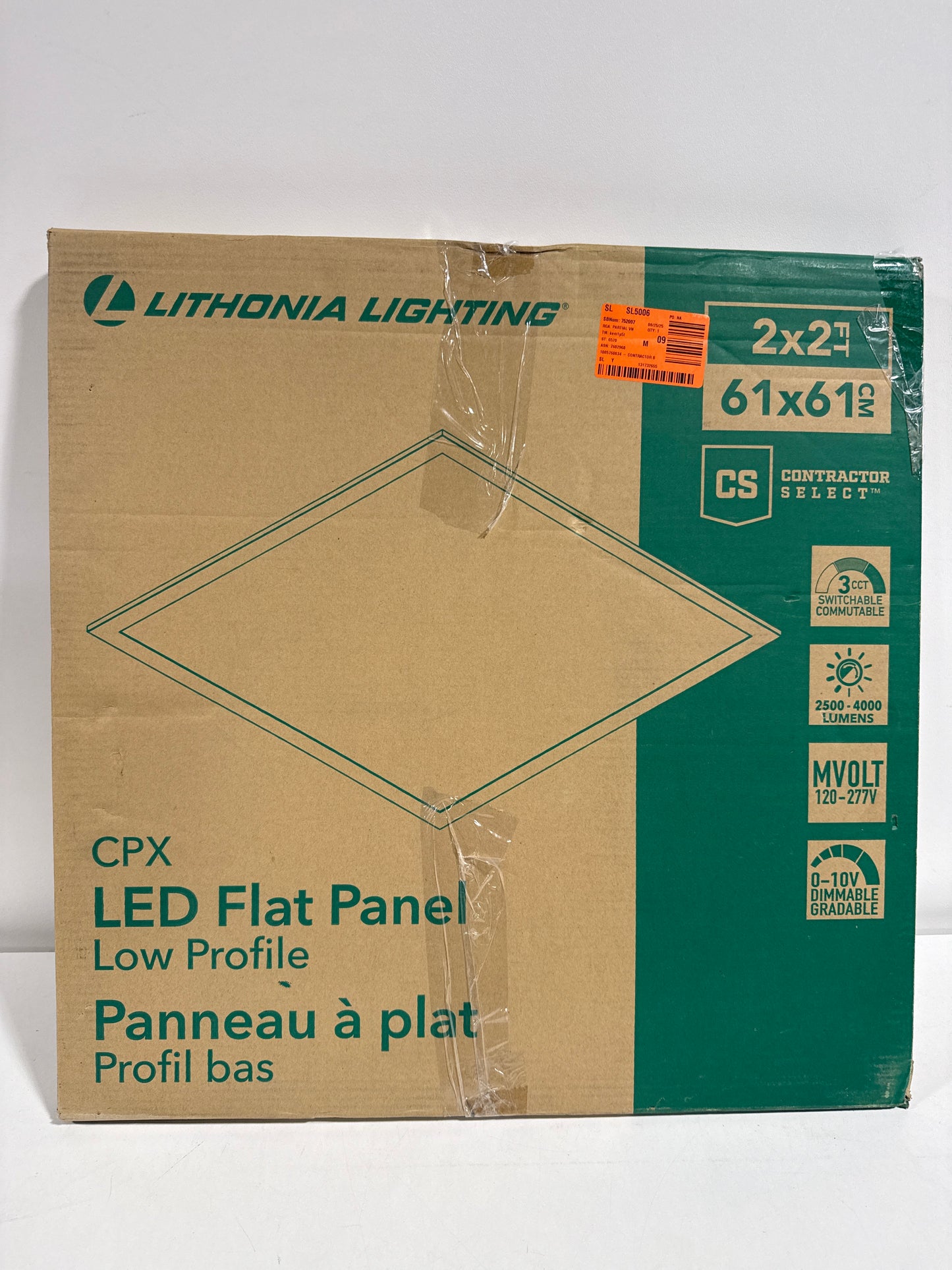 Lithonia Lighting 37 W LED Flat Panel 1.7 in. H X 23.8 in. W X 23.8 in. L