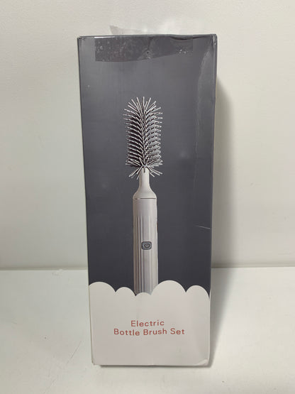 Electric Baby Bottle Brush Cleaner Set with Electric Bottle Brush, Silicone Water Bottle Cleaner,Nipple/Gap/Straw Brush,Rechargeable Automatic Bottle Cleaner Brush, Grey