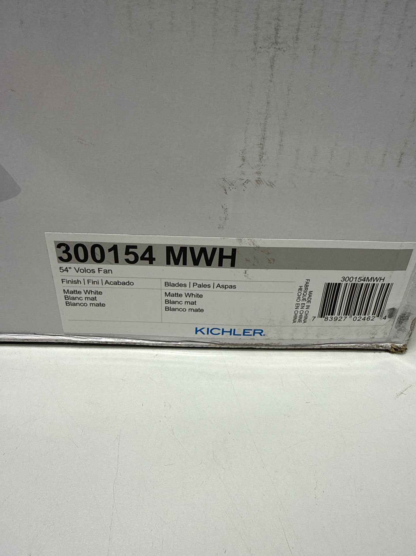 Kichler Volos 54” Ceiling Fan with Light in Matte White, Small Indoor Modern Fan with Quiet Motor and Sleek 3-Blade Design, 300154MWH