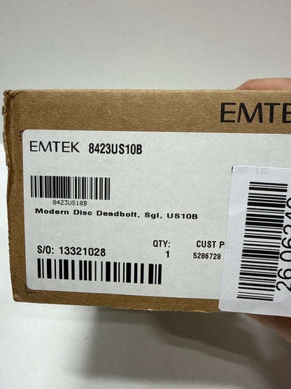 Emtek Single Cylinder Modern Disc Deadbolt Model: 8423US10B