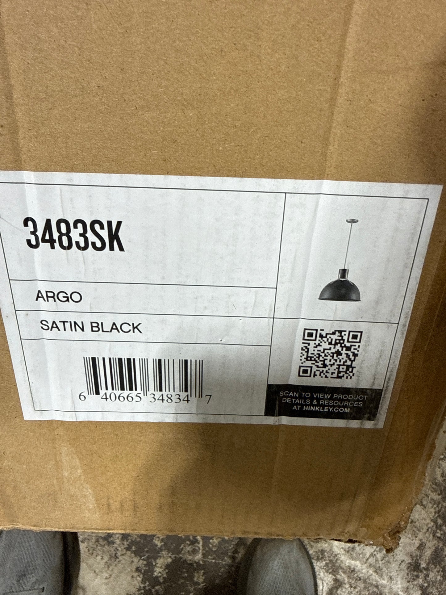 Scratch Hinkley Argo Large LED Pendant Light – Vintage Dome Shape, Industrial, Contemporary – Lacquered Brass and Satin Black Shade