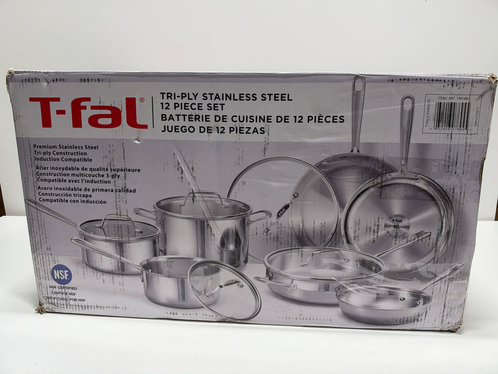 T-fal 12-piece Tri-Ply Stainless Steel Cookware Set