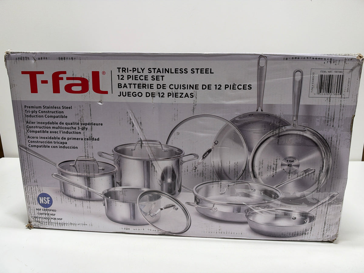 T-fal 12-piece Tri-Ply Stainless Steel Cookware Set