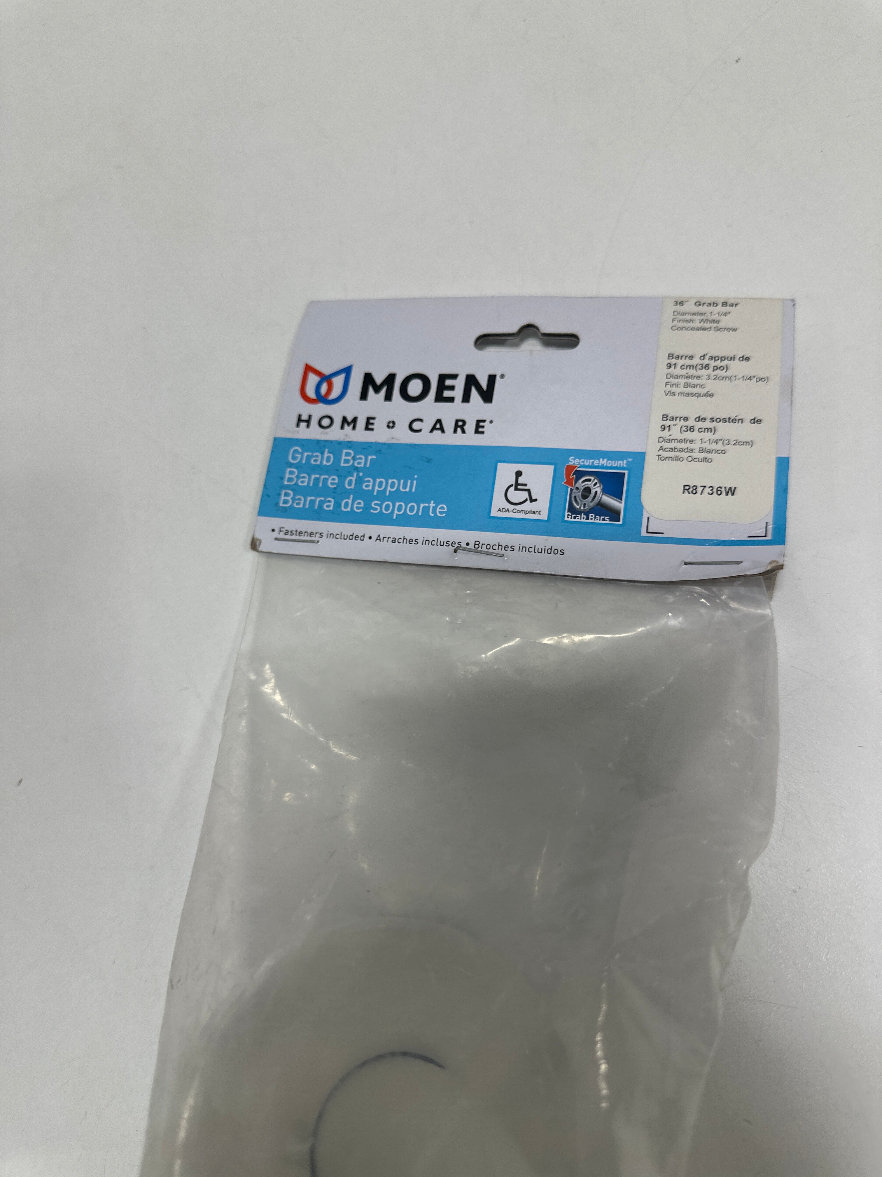 Moen Home Care Glacier 36" Concealed Screw Grab Bar - Glacier