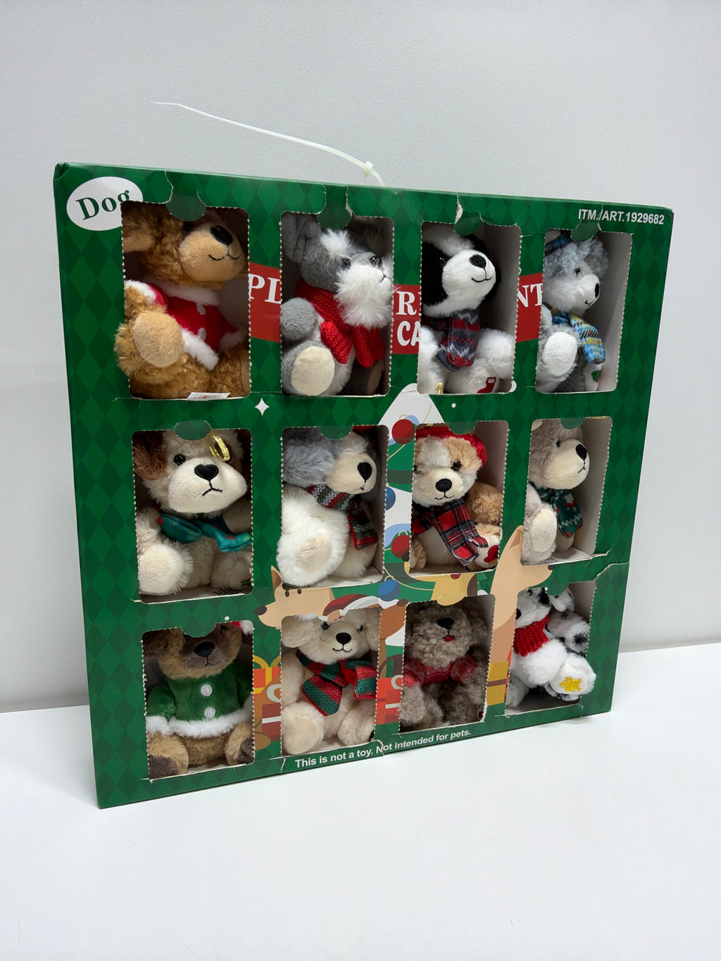Opened Plush Ornament Advent Calendar, Set of 12
