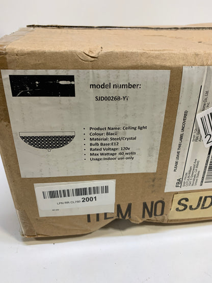 COTULIN Modern Elegant Black Crystal Ceiling Light - 2-Light Flush Mount Chandelier