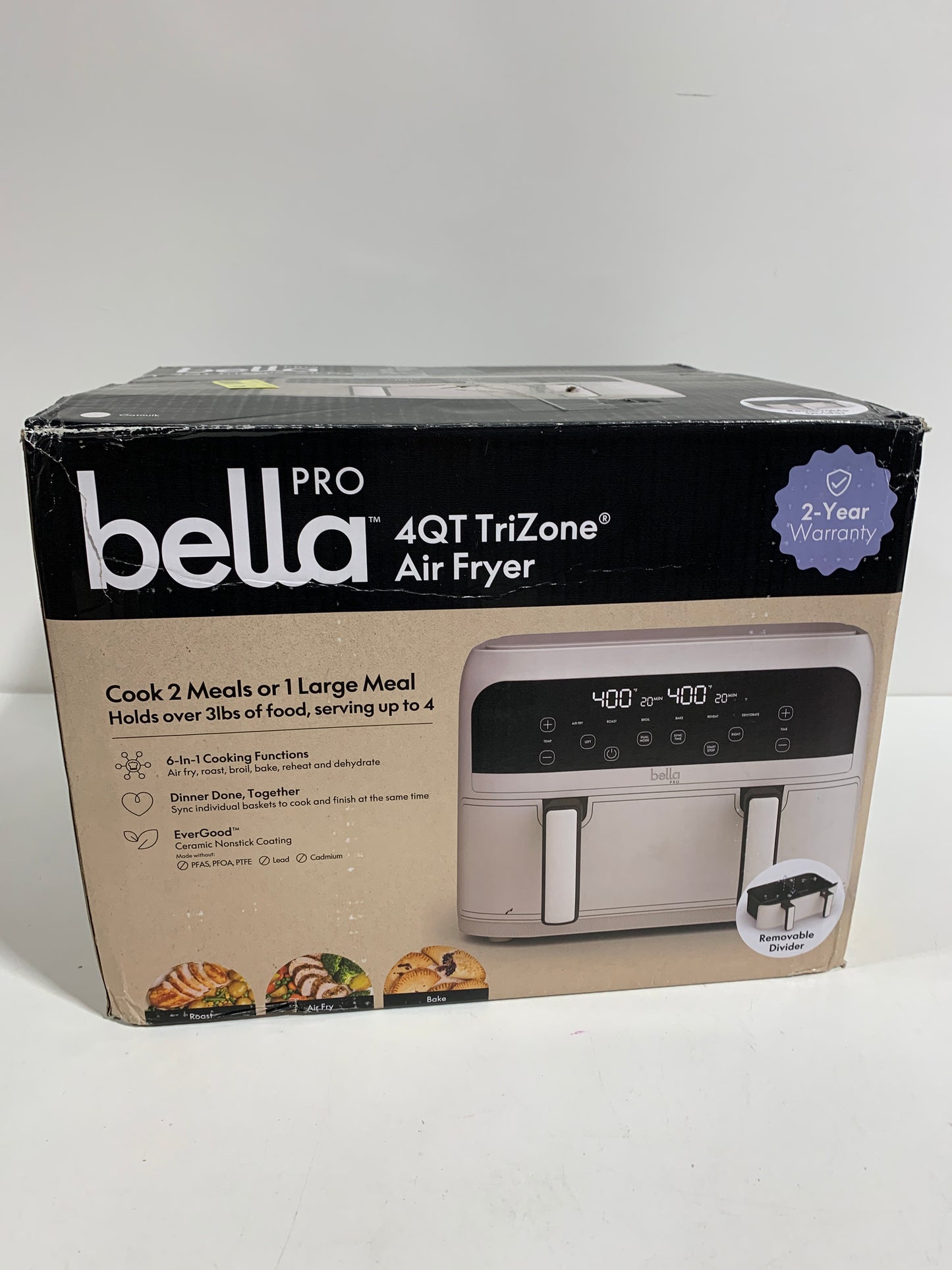 Bella PRO - 4-qt. TriZone Touchscreen Air Fryer with Dual Flex Basket - Oatmilk