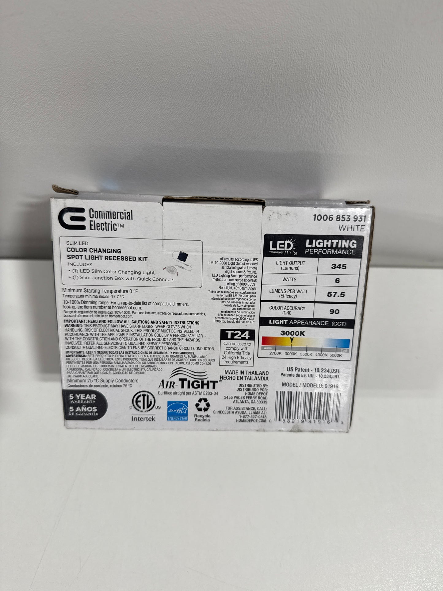 Ultra Spot Integrated LED 3 in Round Adj Color Temp Canless Recessed