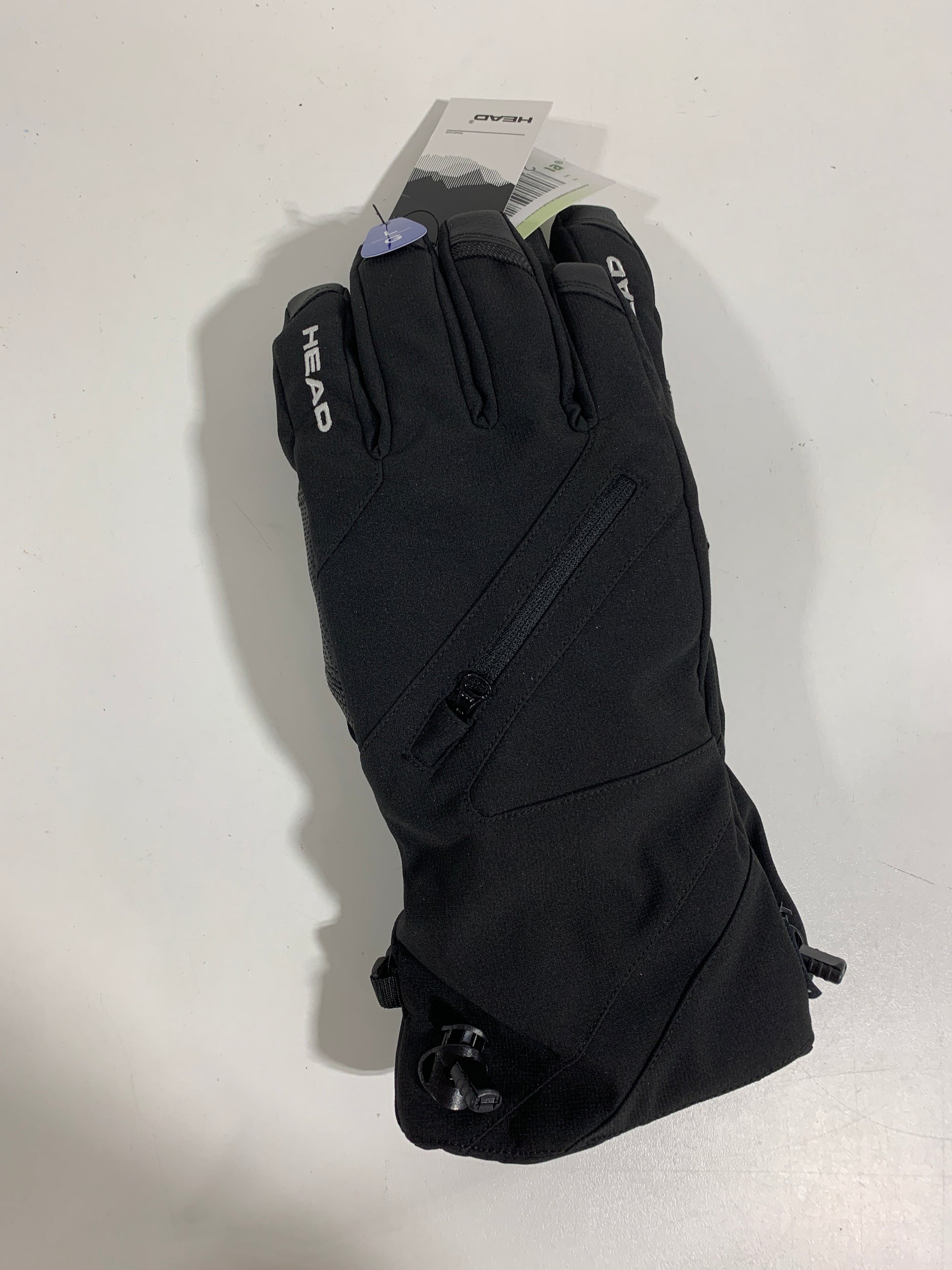 Head Unisex Insulated Ski Glove with Top Zipper Pocket Black Gloves - Large - *Clothing Shoes & Accessories