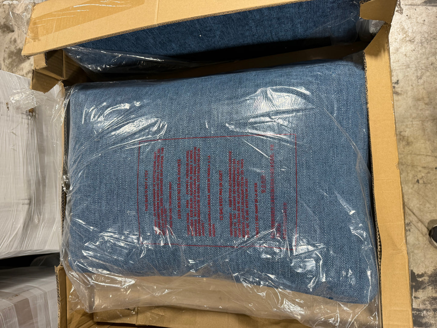 OSP Home Furnishings Amari Relaxed Modern Accent Chair, Navy Fabric with Antique White Wood Frame