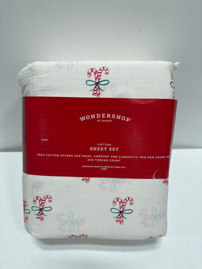 King Christmas Holiday Cotton Sateen Sheet Set Candy Canes - Wondershop - *Bedding