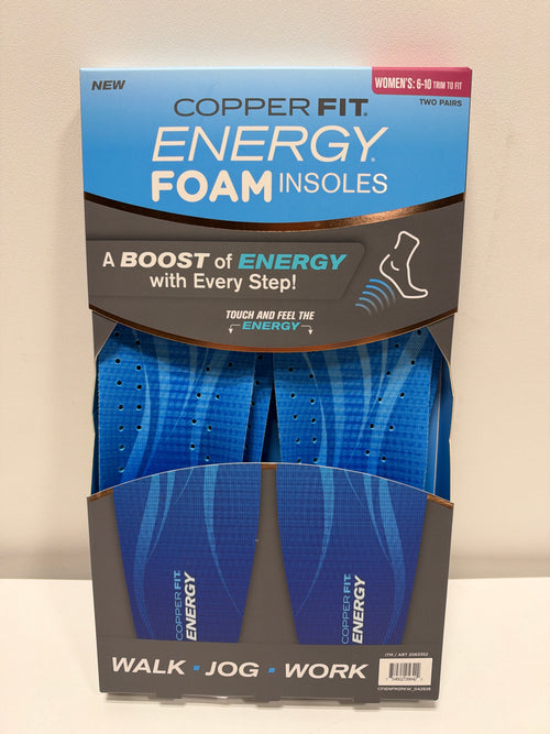 Copper Fit Energy Foam Insoles, 2 Pairs 6-10