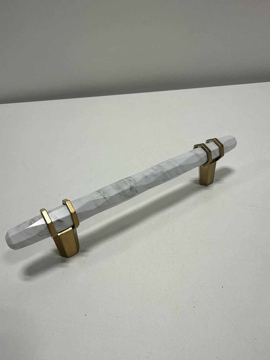 Amerock Carrione 5-1/16 inch (128 mm) Center-to-Center Marble White/Champagne Bronze Cabinet Pull, BP36649MWCZ