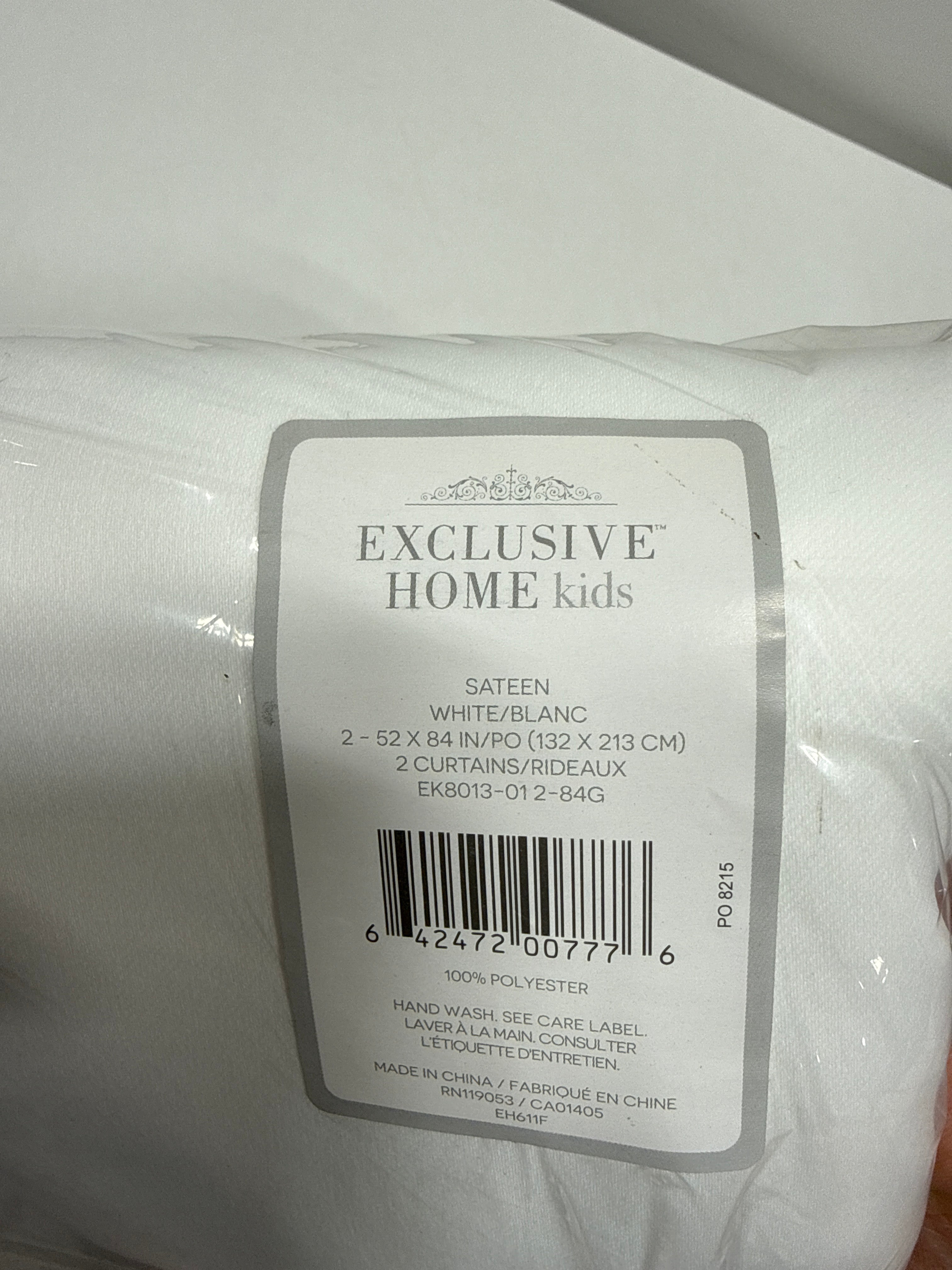 Exclusive Home Sateen Kids Twill Woven Room Darkening Blackout Grommet Top Curtain Panel Pair 52 X84 Winter White