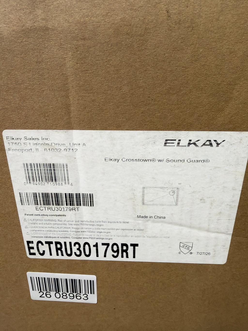 Elkay ECTRU30179RT Crosstown Single Bowl Undermount Stainless Steel Sink