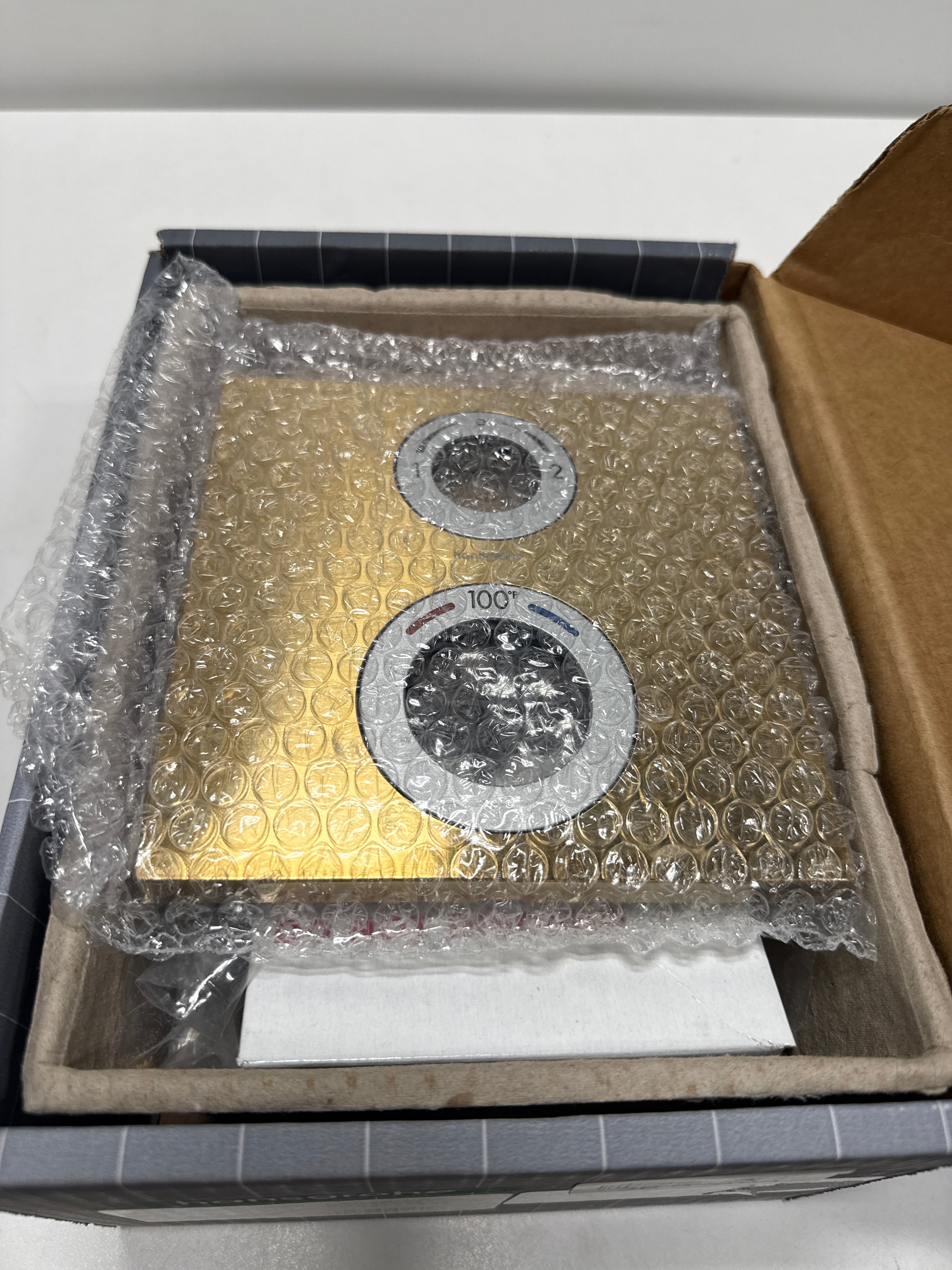 hansgrohe Ecostat Square -Handle -inch Wide Thermostatic Shower Valve Trim in Brushed Gold Optic, 15714251
