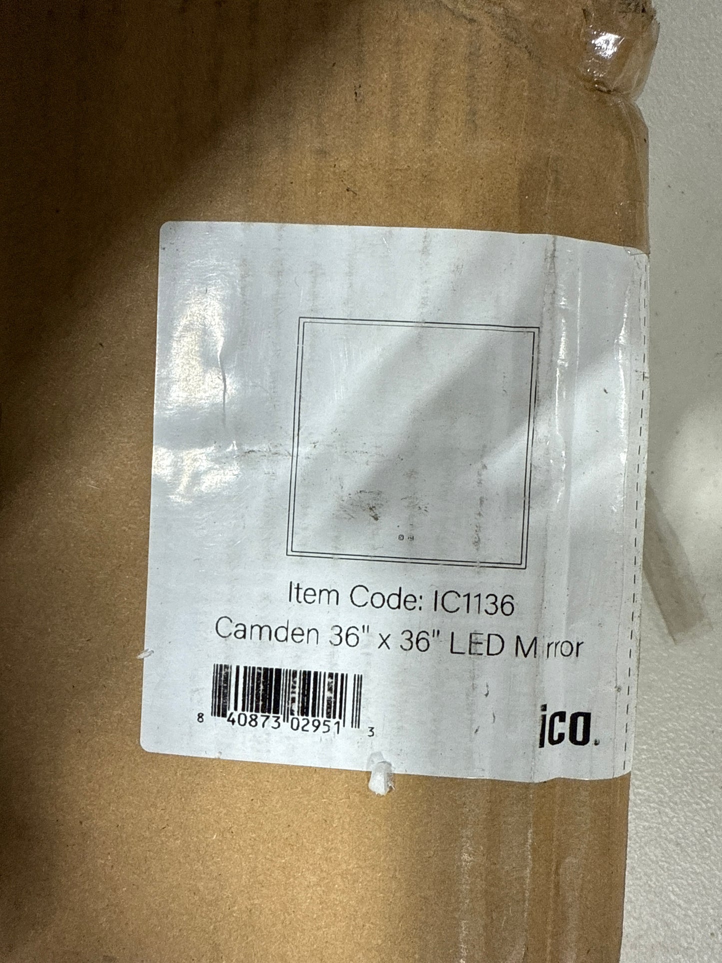 ICO Bath Camden 36" W x 36" H Modern Square Aluminum Frameless Bathroom Wall Mirror with Light