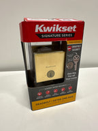Downtown Low Profile Satin Brass Single Cylinder Square Contemporary Deadbolt Featuring SmartKey Security - *Tools
