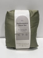 Full Solid Performance 400 Thread Count Sheet Set Green - Threshold™: Cotton Sateen Wrinkle-Resistant OEKO-TEX