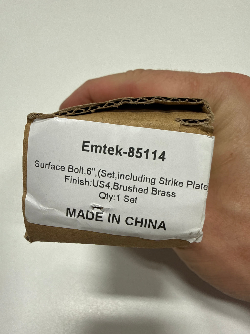 Emtek 6" Solid Brass Surface Bolt with Strikes and Screws 8511US4