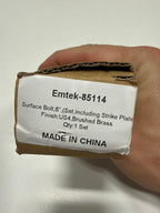 Emtek 6" Solid Brass Surface Bolt with Strikes and Screws 8511US4