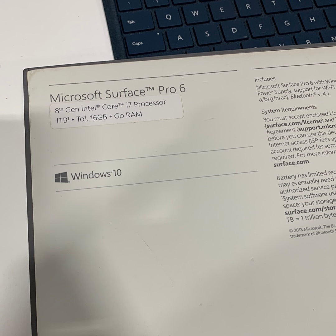 Used Microsoft Surface Pro 6 KJW-00001 2-in-1 Laptop 1 Tb, 16Gig Ram