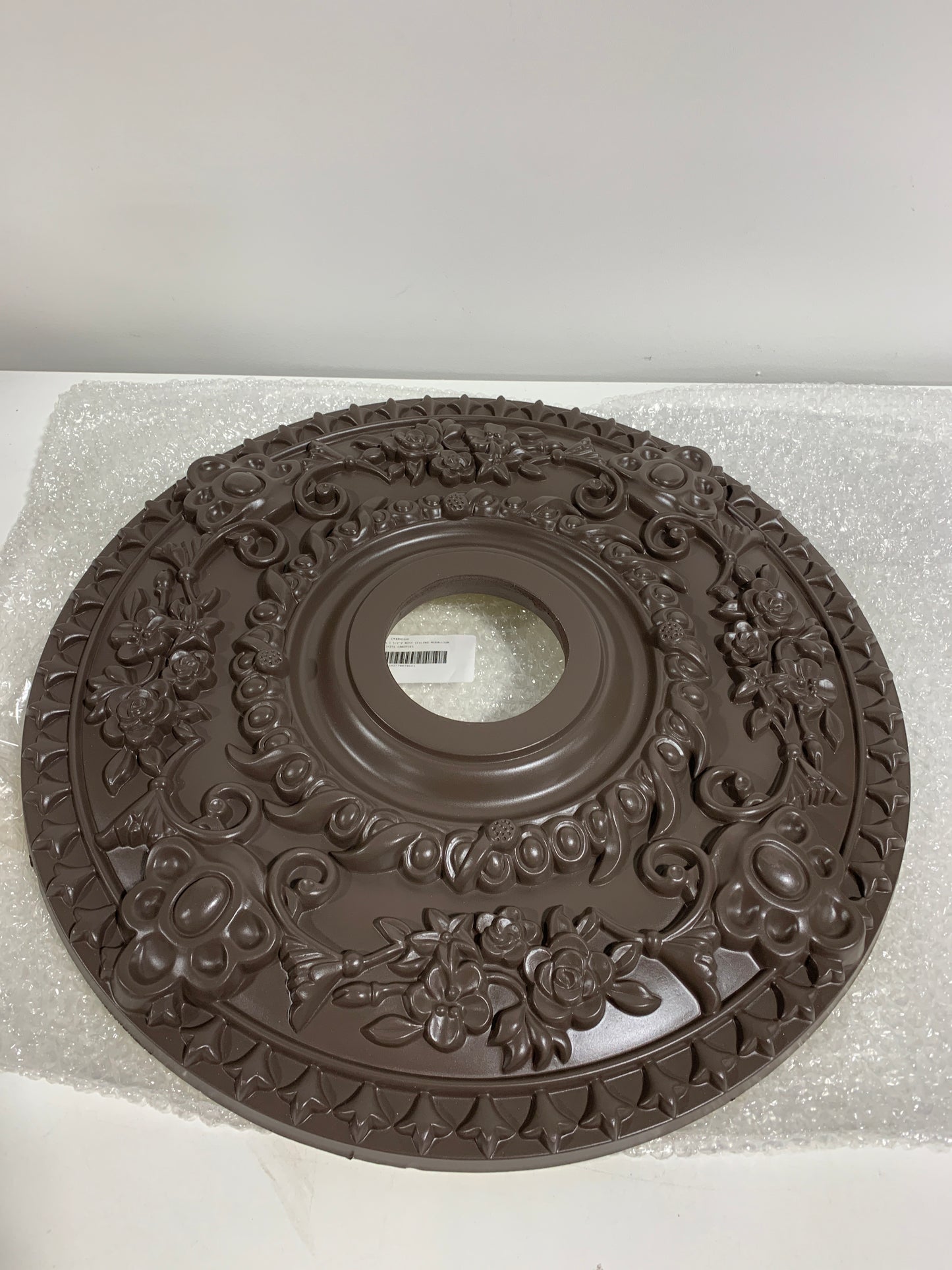 Ekena Millwork CM18ROSHF Rose Ceiling Medallion, 18"OD x 3 1/2"ID x 1 1/2"P, Hand-Painted Stone Hearth