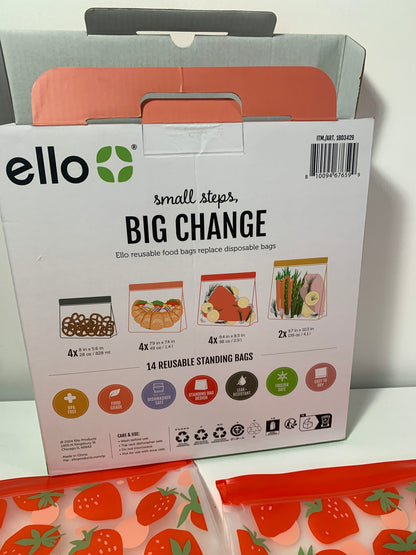 Ello Reusable STANDING Food Storage Bags 11 ct