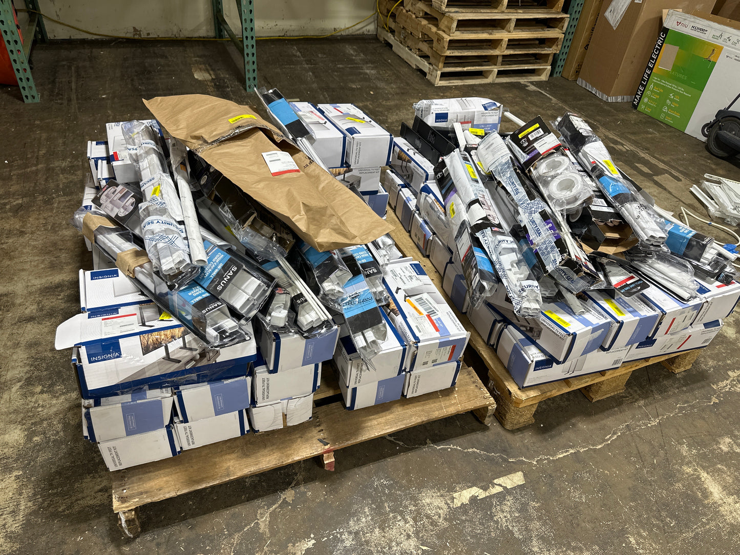 Pallet -  70 Insignia TV Feet + 35 TV Wiring Accessories