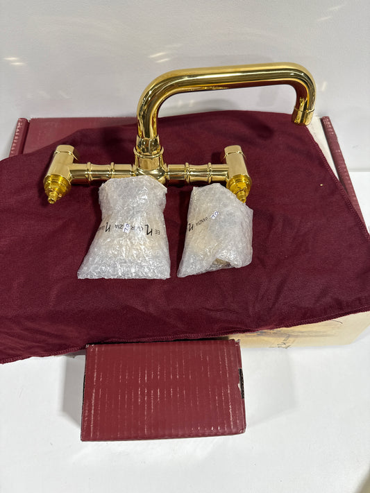 Rohl Acqui 1.2 GPM Wall Mounted Widespread Bridge Bathroom Faucet A1423XMULB-2