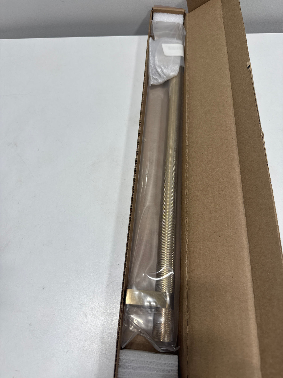 Emtek 84171.RCB.KN Knurled 18 Inch Center to Center Bar Appliance Pull with Rectangular Bar Stem from the SELECT Collection Satin Brass / Satin Brass