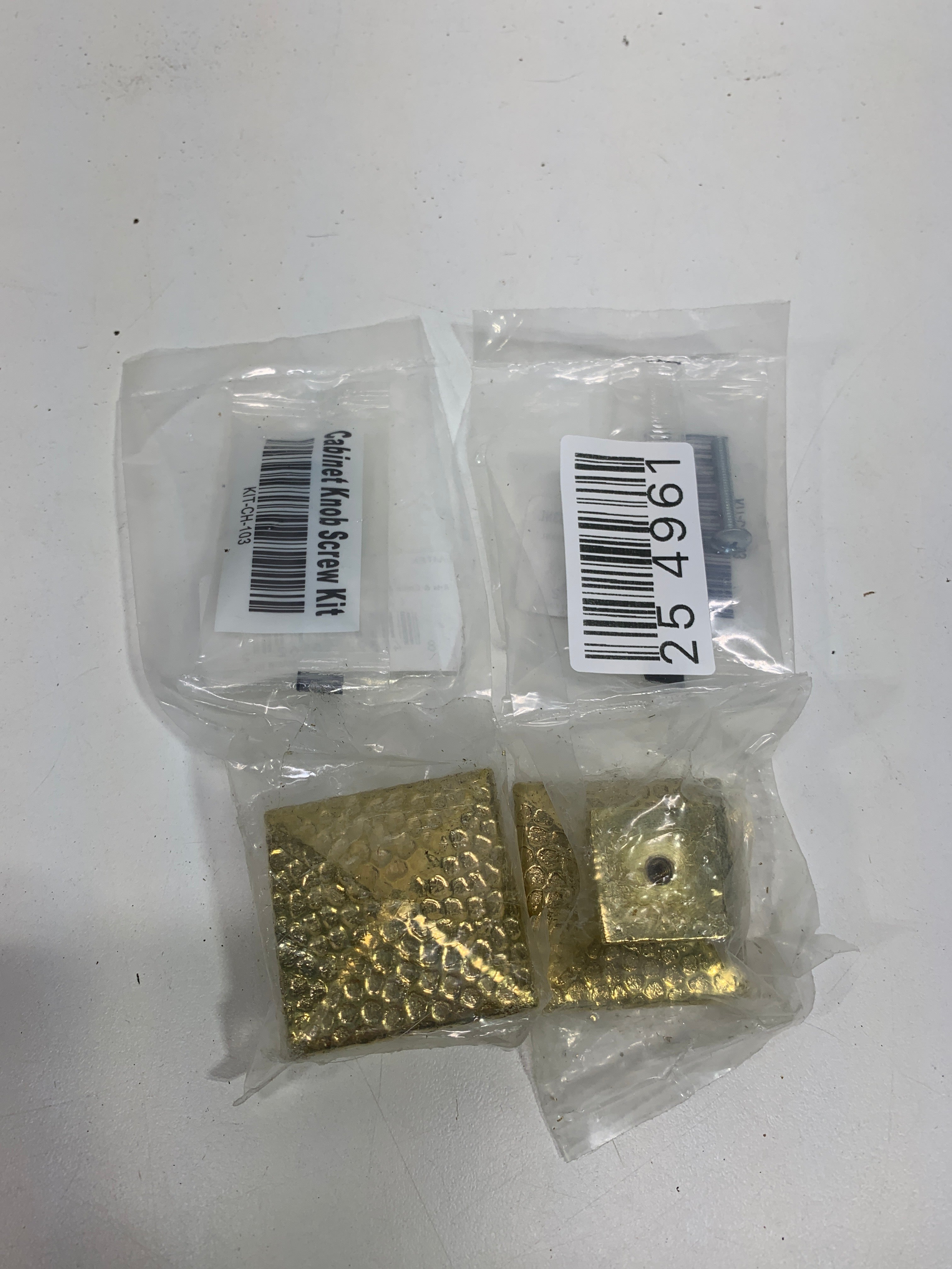 2 Emtek 86212 Square Dimpled 1-3/4 Inch Square Cabinet Knob Unlacquered Brass - *Tools Hardware & Misc