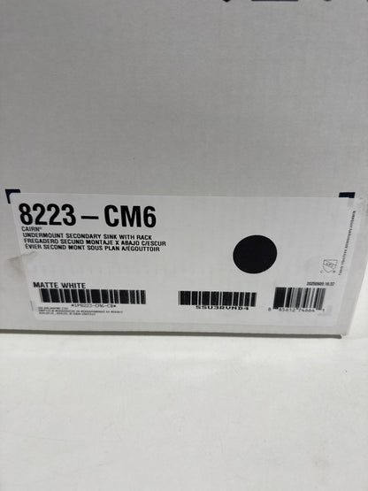 KOHLER K-8223-CM6 Cairn 15.5" Neoroc Composite Undermount Single-Bowl Bar Sink, Composite Bar Sink with Sink Rack, Matte White