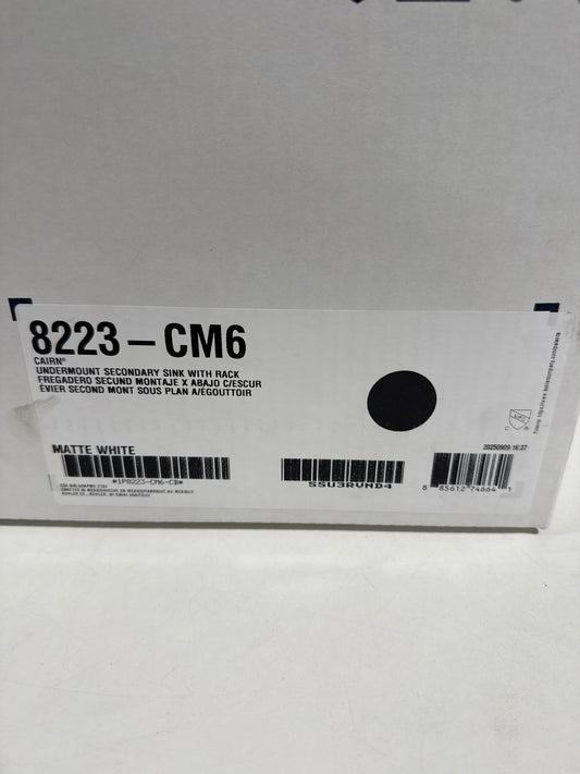 KOHLER K-8223-CM6 Cairn 15.5" Neoroc Composite Undermount Single-Bowl Bar Sink, Composite Bar Sink with Sink Rack, Matte White