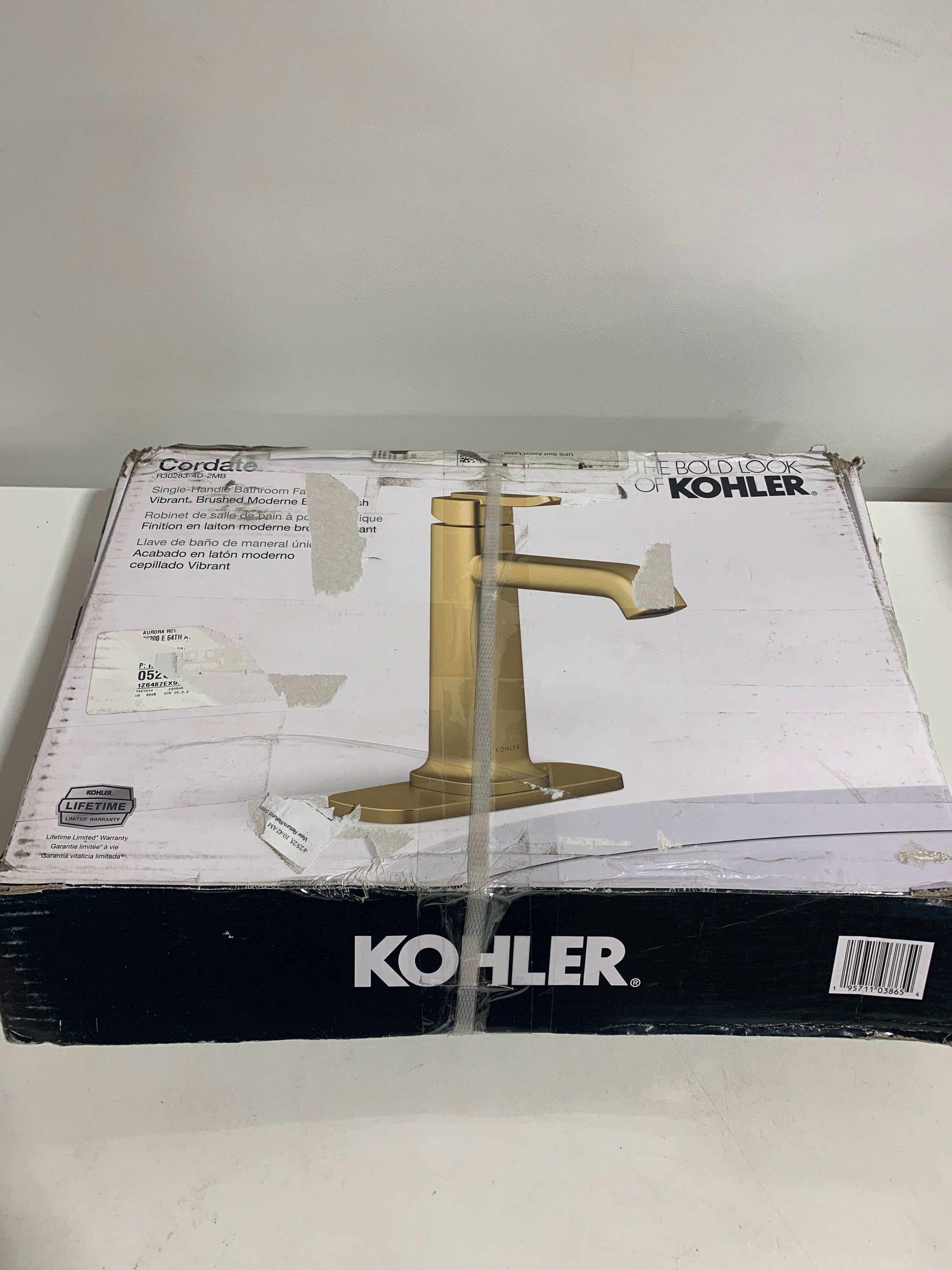 Kohler Cordate Single Handle Bathroom Faucet Brushed Moderne Brass Finish/Gold