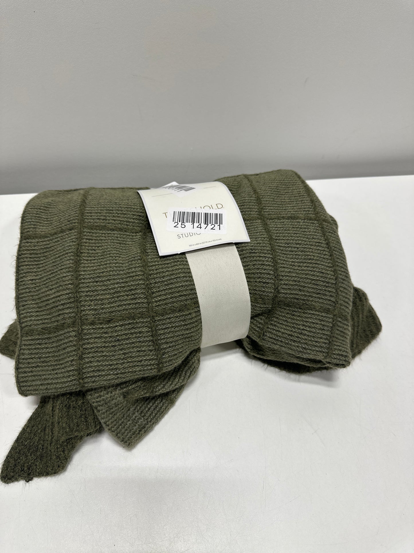 50’’x60’’ Windowpane Plaid with Ruffle Throw Blanket Green - Threshold™ Designed with Studio McGee - *Bedding