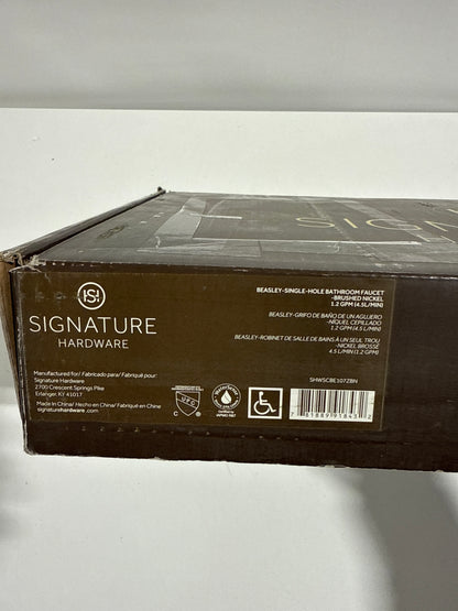 Signature Hardware 948570 Beasley 1.2 GPM Single Hole Bathroom Faucet with Pop-up Drain Assembly Brushed Nicke