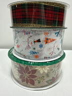3 Kirkland Wire-Edged Ribbon Assorted Colors 2.5", 1.5" Wide 50 YD