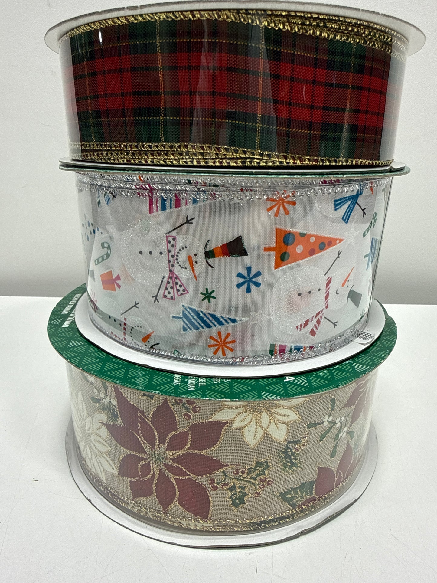 3 Kirkland Wire-Edged Ribbon Assorted Colors 2.5", 1.5" Wide 50 YD