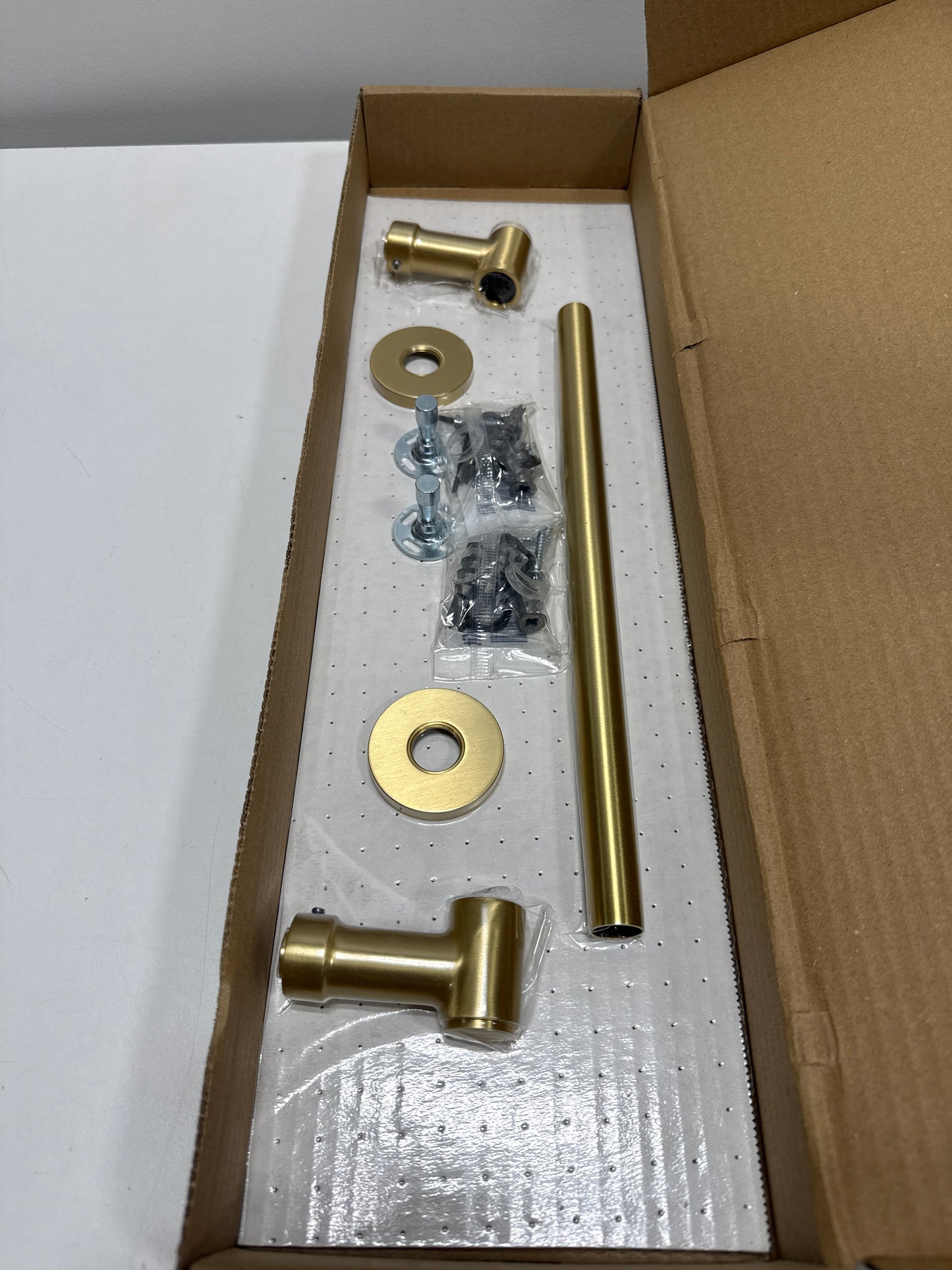 Emtek Transitional Brass Collection 12" Towel Bar with Small Disc Rosette in Satin Brass