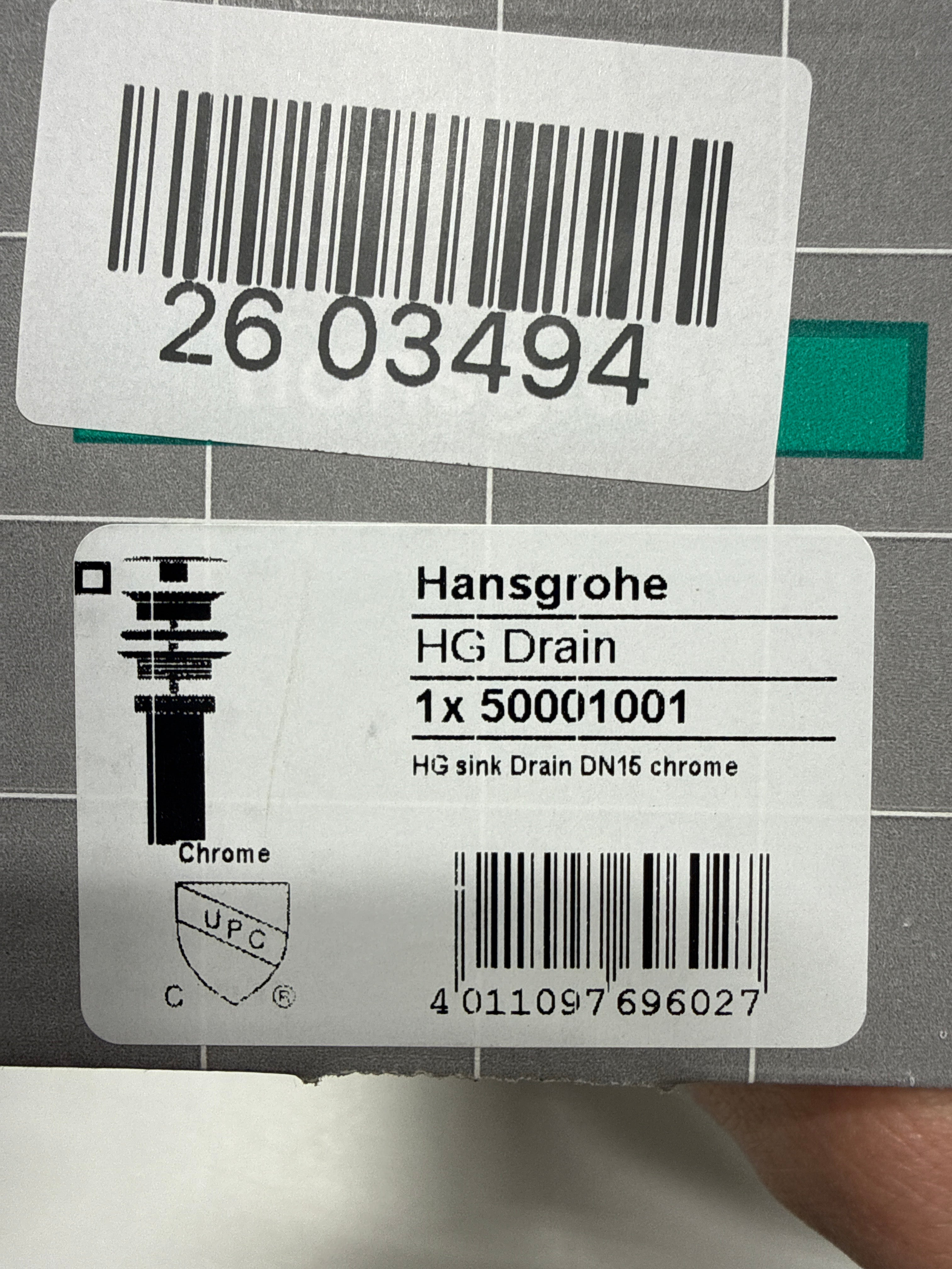hansgrohe Replacement 3-inch Sink Drain in Chrome, 50001001