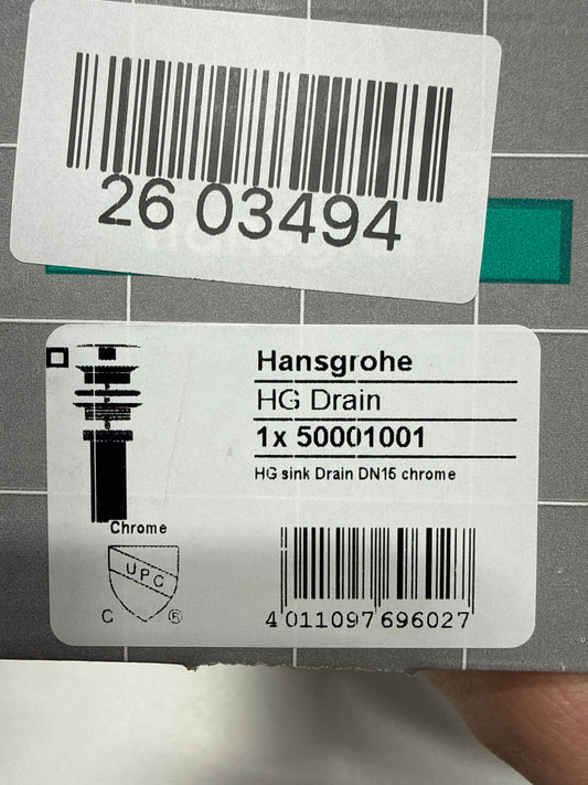 hansgrohe Replacement 3-inch Sink Drain in Chrome, 50001001